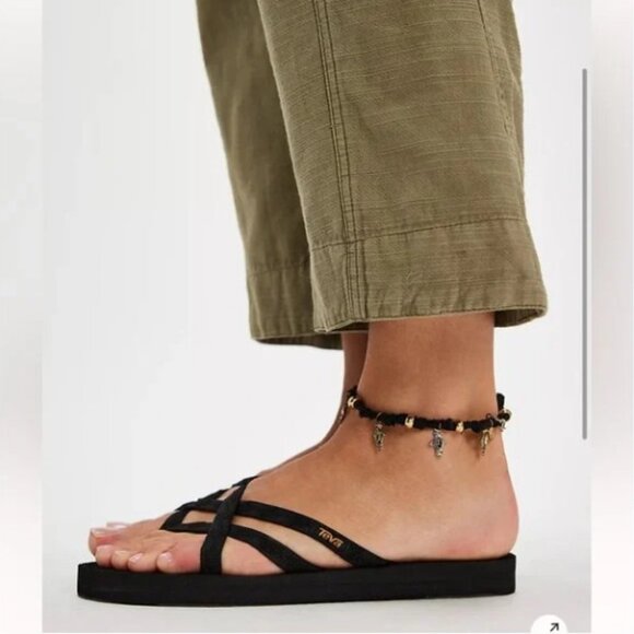 New Teva Sandals 8 Olowahu Strappy Mix B Black on Black NWT - Picture 3 of 16